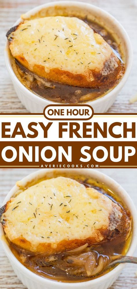 This easy French onion soup recipe is ready in one hour. The broth has rich flavor, the onions are perfectly caramelized, and that cheese is heavenly. Easy French Onion Soup Recipe, Easy French Onion Soup, Healthiest Recipes, Best French Onion Soup, Classic French Onion Soup, Onion Soup Recipe, Viral Recipes, French Onion Soup Recipe, Onion Soup Recipes