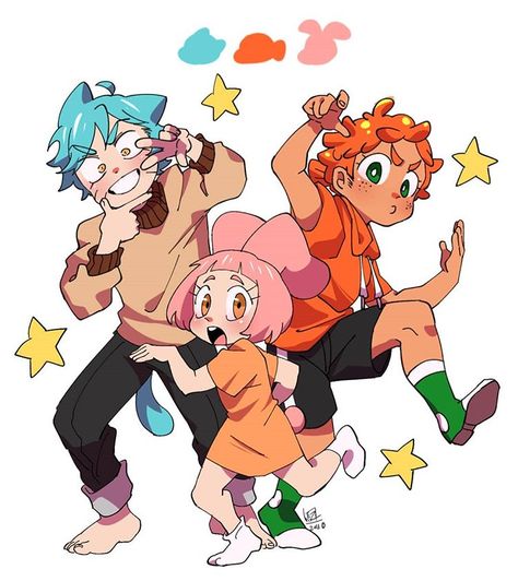 The Amazing World Of Gumball - Gumball Watterson - Darwin Watterson - Anais Watterson - Fanart - Tawog - Anime The Amazing World Of Gumball Fanart, Amazing World Of Gumball Fanart, Tawog Fanart, Gumball Fanart, Gumball And Darwin, Cartoon Characters As Humans, Amazing World Of Gumball, Anime Vs Cartoon, Cartoon As Anime