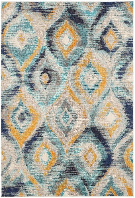 Safavieh Monaco Blue/Yellow Area Rug Eclectic Area Rug, Blue Grey Rug, Square Area Rugs, Yellow Area Rugs, Classic Rugs, Geometric Area Rug, Yellow Rug, Modern Area Rugs, Indoor Area Rugs