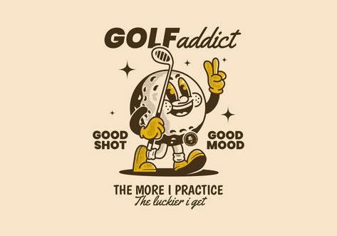 Golf Illustration, Golf Branding, Golf Drawing Illustrations, Golf Graphic Design Poster, Vintage Golf Logo Design, Golf Mascot Logo, Golf Tattoo, Golf Icon Design, Identity Card Design