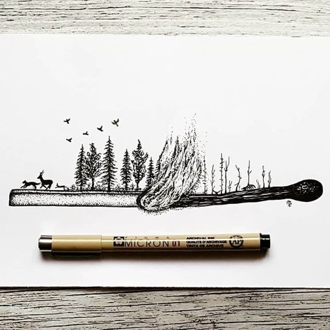 Wildfire Tattoo Ideas, Forest Sketch Simple, Forest Fire Tattoo, Forest Fire Drawing, Fireman Tattoo Ideas, Therapy Tattoo, Magazine Graphics, Fire Sketch, Gothic Tattoos