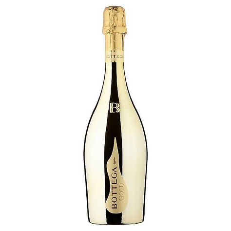 Celebrate a special occasion with this Bottega Gold Prosecco Brut. This light and fruity Prosecco is made from Glera grapes, grown in Valdobbiadene hills which are hand-picked and gently pressed in the winery. The must obtained is fermented for nearly 40 days at about 15°C, with the addition of selected yeasts. It's beautifully fruity with scents of golden apple, Williams pear, acacia flowers and lily of the valley. Supplied in a metallic gold bottle, this Prosecco Brut is the perfect way to cel Gold Bottle, Gold Bottles, Golden Apple, Champagne Bottle, Drinking Beer, Lily Of The Valley, Hand Picked, The Valley, Metallic Gold