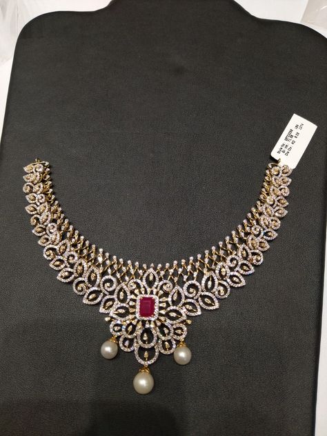 Contact 9000003918 for details Cz Necklace Indian Gold, Diamond Choker Necklace Indian, Cz Jewellery Sets, Choker Necklace Indian, Gold Jewelry Prom, Cz Jewellery, Gold Necklace Wedding, Bridal Diamond Necklace, Real Diamond Necklace