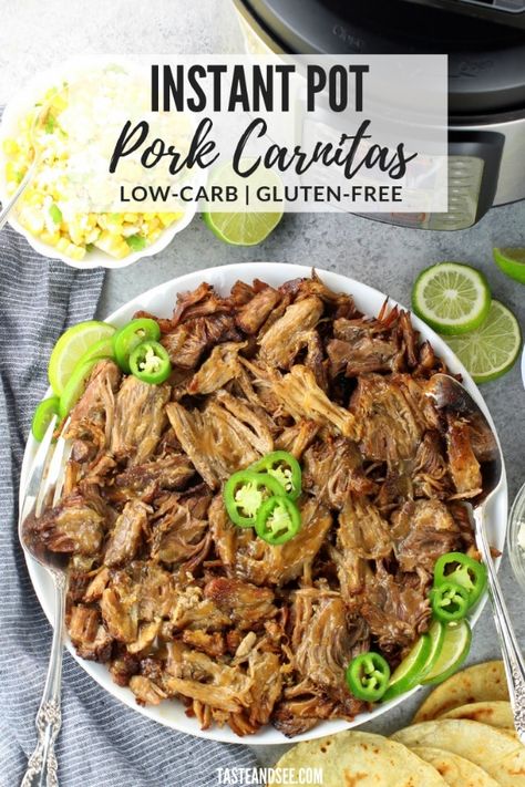 Pulled Pork Tenderloin Recipes Instant Pot, Pulled Pork Carnitas Instant Pot, Pork Tenderloin Carnitas Instant Pot, Instant Pot Pork Tenderloin Carnitas, Pork Tenderloin For Tacos, Pork Loin Carnitas Instant Pot, Carnitas Pork Tenderloin, Pork Loin Tacos, Taco Dip With Meat