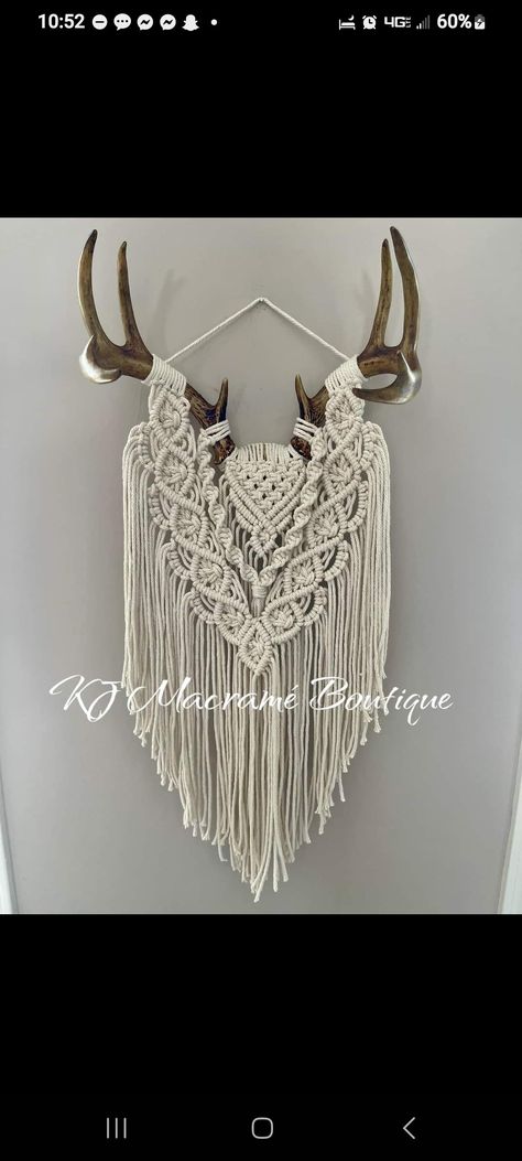 Antler Macrame, Antler Diy, Deer Skulls, Country Crafts, Macrame Plant Hangers, Deer Antlers, Taxidermy, Macrame Wall, Macrame Plant