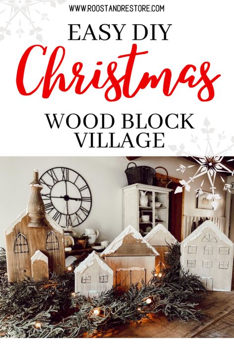 Rustic Farmhouse Christmas Decor, Wood Blocks Christmas, Using Scrap Wood, Rustic Farmhouse Christmas, Christmas Diy Wood, Diy Christmas Village, Pallet Christmas, Cabin Christmas, Christmas Wood Crafts