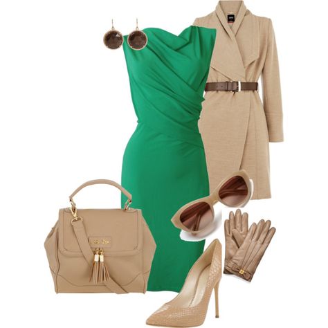 Spring Green Outfit by mahaden on Polyvore featuring Oasis, Casadei, Dorothy Perkins, Irene Neuwirth, Tory Burch and Nina Ricci Lawyer Outfit, Green Outfit, Work Wardrobe, Work Attire, Work Fashion, Fashion Clothes, Lawyer, Look Fashion, Passion For Fashion