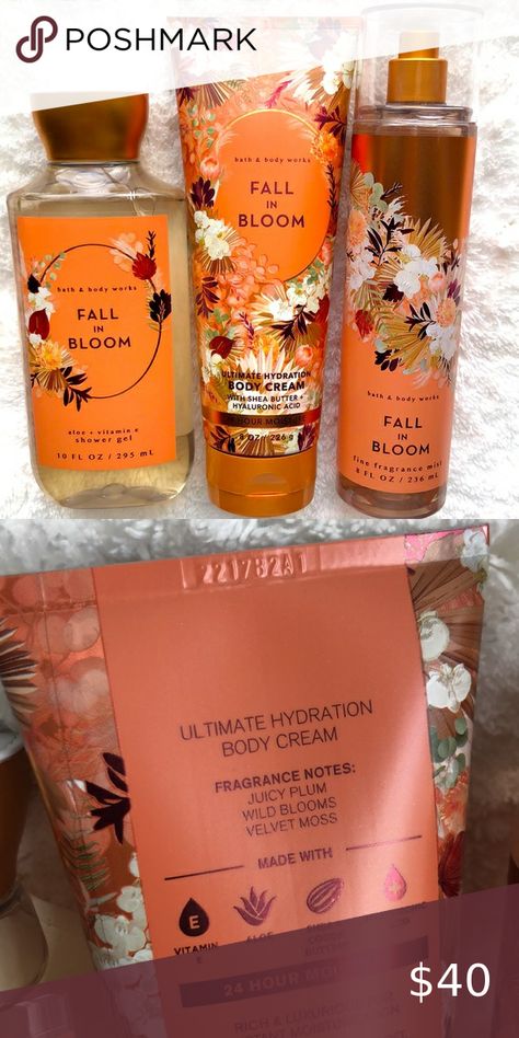 Bath and Body Works Fall In Bloom Bath And Body Works Fall In Bloom, Fall In Bloom Bath And Body Works, Fall Smells, Bath N Body Works, Custom Shoes Diy, Bath And Body Works Perfume, Shower Skin Care, E 40, Fat Burning Foods