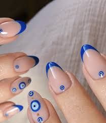 Trending Evil Eye Nail Art Designs for Good Luck | MyGlamm Blue Nails With Evil Eye, Turkish Eye Nails, Eye Nail Art Design, Evil Eye Nail Art, Evil Eye Nail, Swirl Nail Art, Evil Eye Nails, Nail 2024, Eye Nail Art