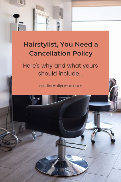 Licensed Cosmetologist and Hairstylist Coach, Caitlin Emily Anne shares the importance of having a cancellation policy to help hairstylists run a more predictable, professional, financially secure business. As well as some topics yours should include. Licensed Cosmetologist, Financially Secure, Mental Health Advocate, Business Hairstyles, Cancellation Policy, Mindset Coaching, Beauty Wellness, Hair Stylist