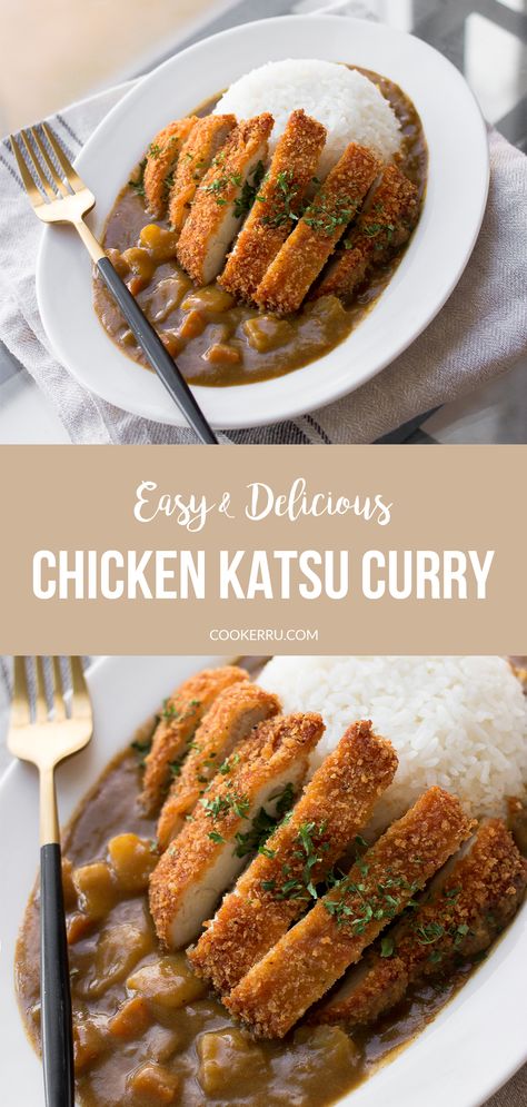 This Japanese Chicken Katsu Curry dish makes for the ultimate weeknight meal as tender pieces of chicken come together in a rich savory curry sauce. Make this comforting meal today with this simple and delicious recipe! Easy Chicken Katsu, Japanese Chicken Katsu, Chicken Katsu Recipes, Katsu Curry Recipes, Katsu Recipes, Chicken Katsu Curry, Katsu Curry, Japanese Chicken, Chicken Katsu