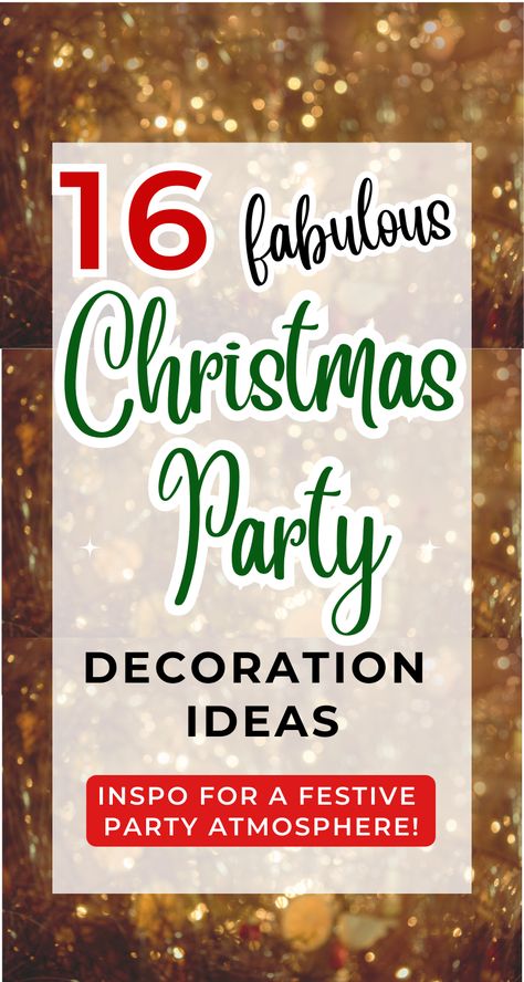 Everything you need for an epic Christmas party made easy! If you need fun things to do at a Christmas party & how to put it together, look here! Get Christmas ideas for decorations, food, themes, activities, family-friendly party games, and favors! Save yourself time & get all the Christmas party ideas in one place! Christmas Garage Party Decorations, Staff Christmas Party Decorations, Holiday Party Ideas Decor, Large Christmas Party Decorations, Christmas Party Decorating Ideas, Church Christmas Dinner Decorations, Family Christmas Party Decorations, Classic Christmas Party Decor, Christmas Office Party Decorations