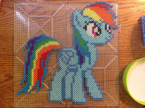 MLP Rainbow Dash Perler beads by MoonSplashpony  on deviantART My Little Pony Perler Beads, Mlp Perler Beads, Perler Rainbow, Modele Pixel Art, Easy Perler Beads Ideas, All By Myself, Fuse Bead Patterns, Pony Bead Patterns, Hama Beads Design