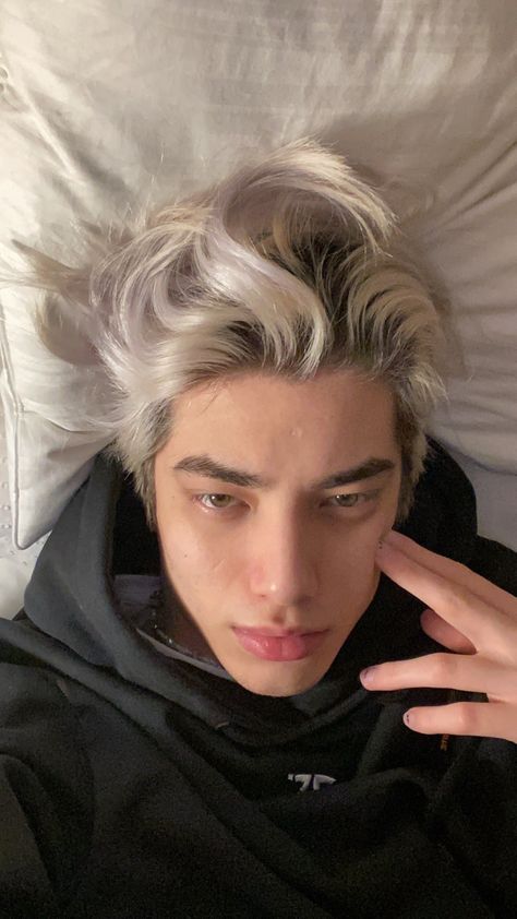 Black Roots Blonde Hair, Silver Hair Boy, White Streak In Hair, Silver Hair Men, Bleached Hair Men, Ash Grey Hair, Spirit Fanfic, Blonde Highlights On Dark Hair, Grey Blonde Hair