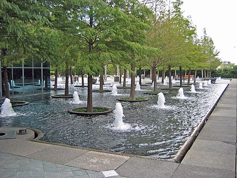 Fountain Place<br/>Photo by Charles Birnbaum:: ::The Cultural Landscape Foundation<br/><a href="/albums/fountain-place">View album</a> Reflective Pool, Waterscape Design, Fountain Landscape, Water Architecture, Pool Water Features, Urban Landscape Design, Fountain Design, Landscape Elements, Landscape And Urbanism