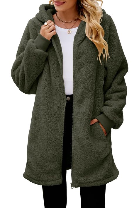 PRICES MAY VARY. Baggy style, fluffy coat, fuzzy fleece sherpa jacket women, zip up, zip down, soft and fluffy, once wear it you will be warm all day, fits with roomy for layers underneath There are 2 front pockets on the side which can keep your hands warm in the cold days, open front design. Perfect to pair with sweaters, tunics, shirts. Fits for daily wear, school, vacation, work Warm and cozy fabric, breathable, super soft and comfortable. About shed fuzzes problem: please shake the sweater Sherpa Jacket Women, Oversized Sherpa Jacket, Fleece Cardigan, Pleated Tennis Skirt, Baggy Style, Zippered Cardigan, Sherpa Jacket, Style Cardigan, Oversized Jacket