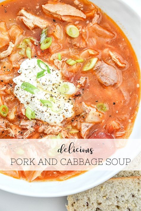 Nani's scrumptious PORK AND CABBAGE SOUP is rich in flavor and eats like a meal. It is easy to make and freezes well too. #soup, #recipe, #recipes. #souprecipe #fallrecipe #vegetables Soup With Pork, Peasant Food, Pork And Cabbage, Canned Tomato Soup, Chicken Taco Soup, Fall Soup Recipes, Cooked Cabbage, Stewed Tomatoes, Fall Dinner Recipes