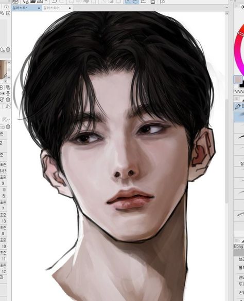 Anime Guy Drawing, Male Art Reference, 얼굴 드로잉, 얼굴 그리기, Anime Guy, Poses References, Digital Painting Tutorials, Guy Drawing, Digital Art Anime