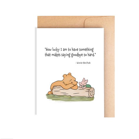 Procreate Cards, Card For Farewell, Winnie The Pooh Friendship, Pooh Friendship, How Lucky I Am, Classic Winnie The Pooh, How Lucky Am I, Friendship Cards, Cellophane Bags