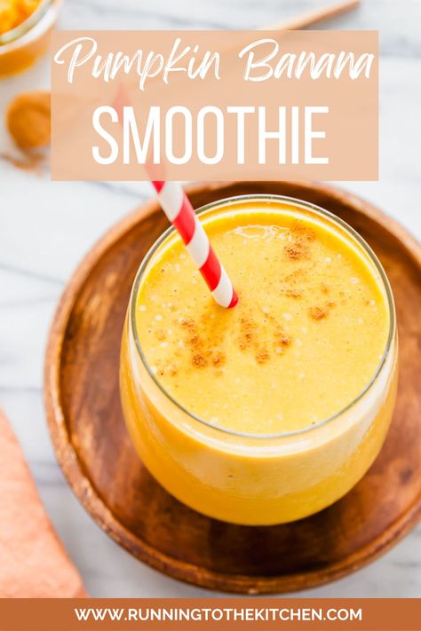 A fall inspired pumpkin banana smoothie that tastes just like pumpkin pie except a whole lot healthier for you. Leftover Pumpkin Puree, Holiday Smoothies, Pumpkin Smoothie, Leftover Pumpkin, Oat Smoothie, Favorite Breakfast Recipes, Dessert Smoothie, Pumpkin Banana, Yummy Smoothie Recipes