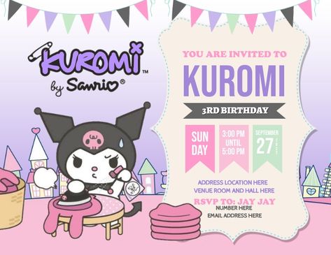 Kuromi Birthday Invitation Template, Kuromi Invitation Card Template, Kuromi Invitation Card, Sanrio Birthday Invitation, Sanrio Invitation, Kuromi Invitation, Kuromi Template, Kuromi Birthday Invitation, Kuromi Birthday