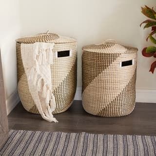 Bed Bath & Beyond | The Best Deals Online: Furniture, Bedding, Rugs, Kitchen Essentials & More Basket With Lid Storage, Decorative Laundry Baskets, Seagrass Storage Baskets, Seagrass Basket, Round Storage, Round Basket, Basket Set, Water Hyacinth, Design Board