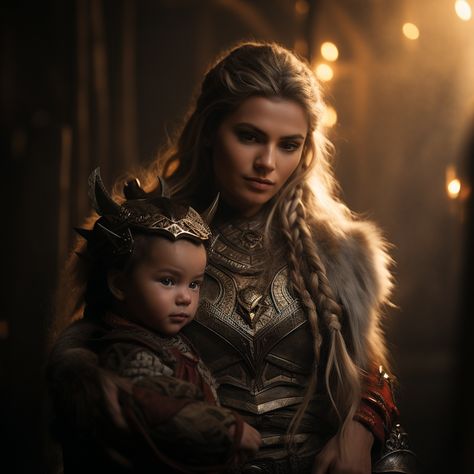 Join this dynamic duo as they embrace their Viking heritage, forging an unbreakable bond as fearless warriors. Together, they conquer uncharted seas, proving that strength and courage know no age. 🌊💪 #VikingLegacy #WarriorWomen #MotherDaughterAdventures Pregnant Warrior, Mother And Daughter Bond, Warrior Mother, Viking Heritage, Viking Dress, Viking Woman, Viking Art, Mom Art, Dynamic Duo