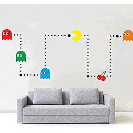 **** NEW **** Pacman Wall Art Sticker Kit vinyl kids retro games room stencil bedroom room decoration Pacman Wall, Retro Games Room, Wall Murals Diy, Game Room Wall Art, Diy Wall Decals, Pool Room, Hospital Design, Retro Games, Room Deco