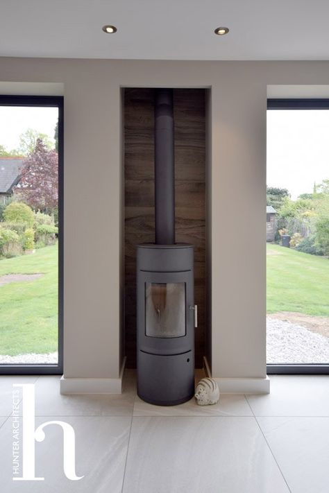 Wood Burner Fireplace, Wood Burning Stoves Living Room, Log Burner Living Room, Garden Room Extensions, Open Plan Kitchen Dining, Open Plan Kitchen Living Room, House Extension Design, Kitchen Dining Living, Stove Fireplace