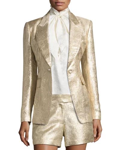 Jacquard Blazer, Gold Blazer, Slim Blazer, Metallic Jacket, Look Short, Lapel Blazer, Festa Party, Slim Fit Jackets, Slim Fit Blazers