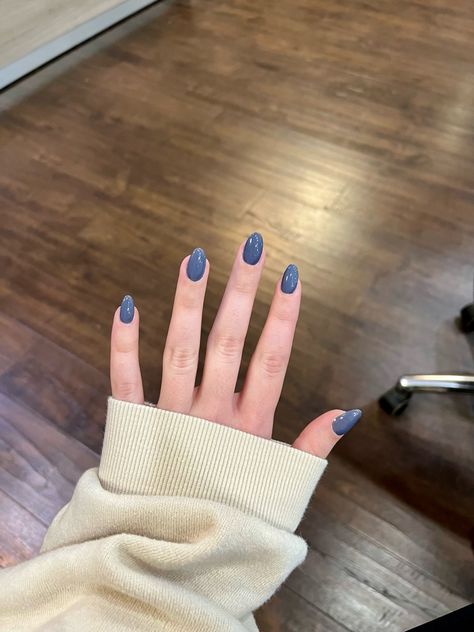 Grey Blue Gel Nails, Cool Toned Blue Nails, Cadet Blue Nails, Dark Dusty Blue Nails, Ashy Blue Nails, Blue Grey Nails Acrylic, Dark Blue Grey Nails, Gray Blue Nails Acrylic, Stone Blue Nails