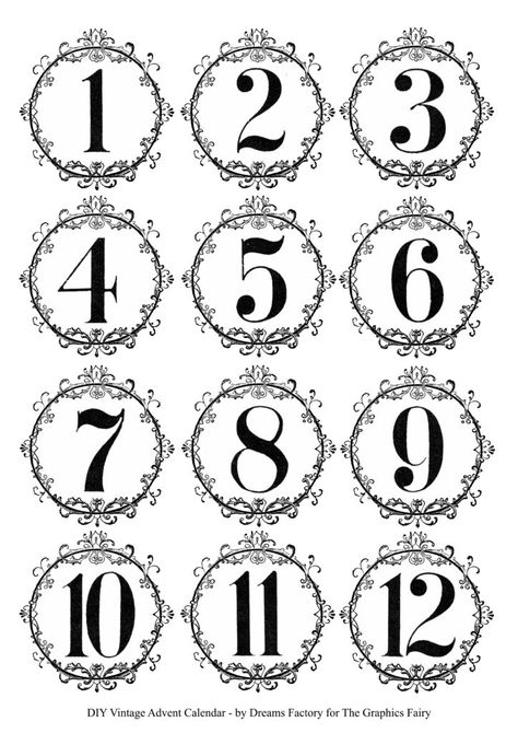 Make An Advent Calendar, Free Printable Numbers, Printable Advent Calendar, Calendar Numbers, Digital Paper Free, American Girl Doll Furniture, Vintage Numbers, The Graphics Fairy, Alfabet Letters