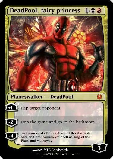 deadpool mtg card Best Magic The Gathering Cards, Mtg Proxy Cards, Mtg Memes, Cartoon Marvel, Mtg Proxies, Mtg Altered Art, Magic: The Gathering, Mtg Cards, Mtg Card