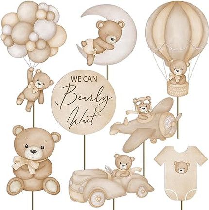 Our Bear-Theme Backyard Baby Shower | "We Can Bearly Wait" Bearly Wait Baby Shower Centerpieces, Kids Party Centerpieces, Backyard Baby Showers, Baby Giveaways, Decorations Birthday Party, Bear Baby Shower Theme, Teddy Bear Party, We Can Bearly Wait, Bearly Wait