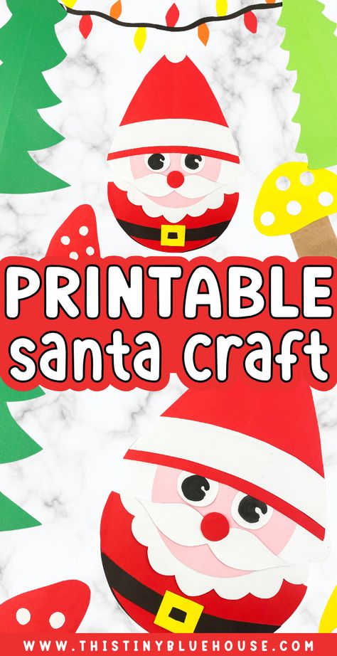 Create an adorable Santa craft with our free printable Santa craft template. This fun holiday craft idea is a great choice for kids in preschool, kindergarten and early primary school grades.  Kids use our free printable Santa outline to create an adorable rocking Santa craft that they will proudly want to display!  Head over to our blog to get a free printable Santa craft template and make this craft with the children in your life. Santa Arts And Crafts, Toddler Santa Craft, Santa Preschool Crafts, Santa Templates Free Printable, Build A Santa Printable, Santa Crafts For Toddlers, Santa Crafts Preschool, Santa Outline, Santa Craft For Kids