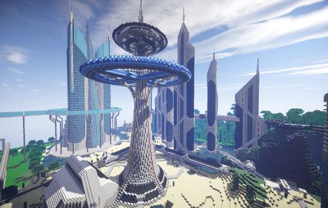 Mega Base Ideas, Sifi Minecraft Builds, Minecraft Future City, Minecraft Futuristic Building Interior, Futuristic Base Minecraft, Minecraft Futuristic Building, Futuristic Minecraft, Minecraft Mega Builds, Minecraft Mega Base Ideas