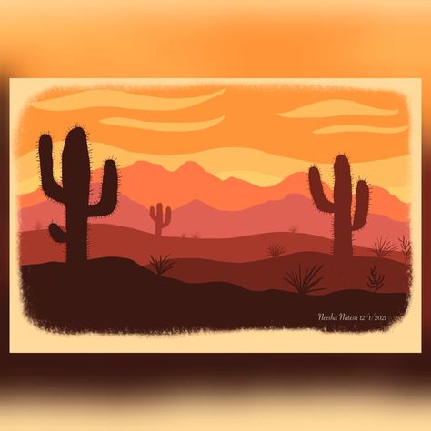 Desert Landscape Painting, Sunset Desert, Deserts Easy, Desert Art, Desert Painting, Desert Sunset, Wildlife Artists, Painted Chairs, Sunset Landscape