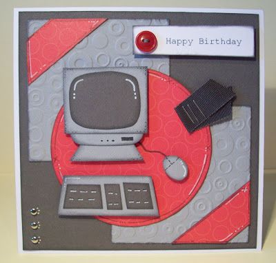 Handcrafted Computer Birthday Card Computer Birthday Cards, Teachers Day Card Computer Teacher, Gaming Birthday Card Ideas, Computer Birthday, Handmade Gaming Birthday Cards, Birthday Card For Gamer, Birthday Card For Men, Computer Theme, Card For Men