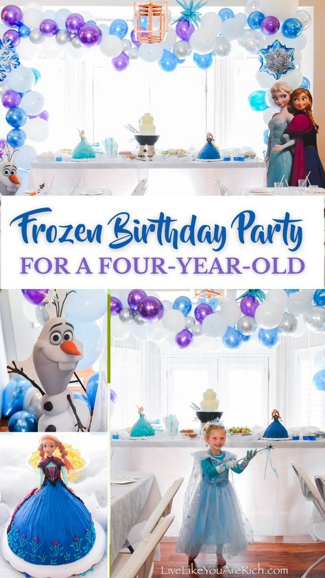 Throw the ultimate kids-themed Frozen birthday party! We share our top tips, supply list, and step-by-step guides for creating invitations, table settings, food ideas and even a homemade Anna and Elsa Barbie cake. Elsa Barbie Cake, White Chocolate Fountain, Four Year Old Birthday Party, Elsa And Anna Birthday Party, Four Year Old Birthday, Frozen Party Theme, Frozen Themed Birthday Cake, Anna Birthday Party, Frozen Birthday Party Decorations