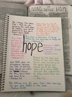 Bible Scripture Journaling, Notes To Take In Your Bible, Spiritual Journaling Ideas, Bible Notebook Journaling Ideas, Hope Bible Study, Bible Devotional Journal Ideas, Bible Study On Hope, Bible Verses Journal Ideas, Bible Ideas Notebooks