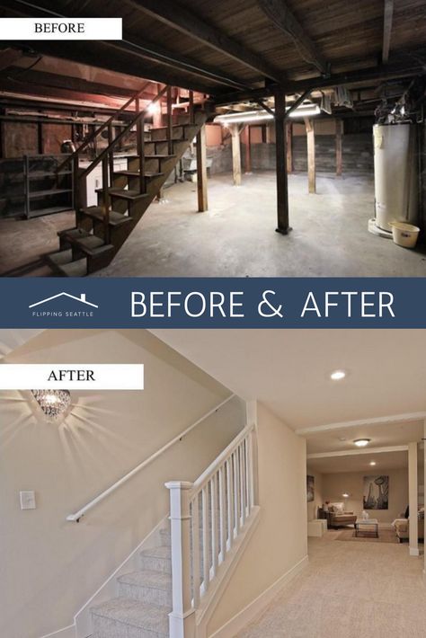 Basement Remodeling Before And After, Cheap Basement Remodel, Stairs Renovation, House Makeovers, Basement Remodel Diy, Bedroom Basement, Basement Inspiration, Finished Basement Ideas, Basement Living Rooms