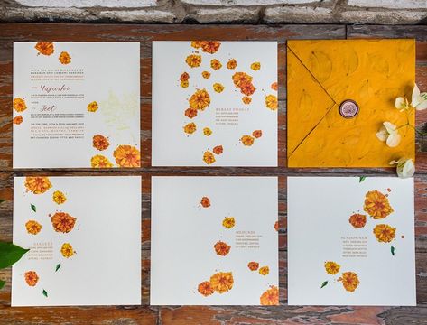 Marigold Wedding, Wedding Card Design Indian, Indian Wedding Invitation Cards, Creative Wedding Invitations, Indian Wedding Inspiration, Indian Wedding Cards, Wedding Invitation Inspiration, Country Wedding Invitations, Wedding Invitation Card Design