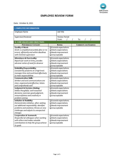 Employee Forms Templates, Employee Review Form Free Printable, Employee Self Evaluation Form Templates, Work Review Template, Employee Feedback Form, Standard Work Template, Employee Review Form, Employee Reviews Samples, Employee Performance Review Template