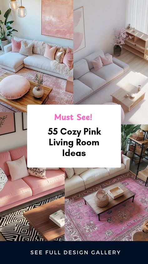 Upgrade your home with these inspiring cozy pink living room ideas. Pink decor can bring warmth and charm into your space, making it feel inviting. This list features 55 unique designs that blend comfort with beauty, showcasing different shades of pink fabrics, stylish furniture arrangements, and trendy accessories. Explore how to create your cozy sanctuary—from soft blush pillows to rich magenta throws—to craft the perfect pink haven for relaxation and creativity. Discover how pink can add a fresh, modern feel to your living room. Pink Vintage Living Room, Pink Glam Living Room, Textures Furniture, Pink Living Room Ideas, Pink Sofa Living Room, Pink Sofas, Coral Sofa, Eclectic Homes, Vibrant Decor