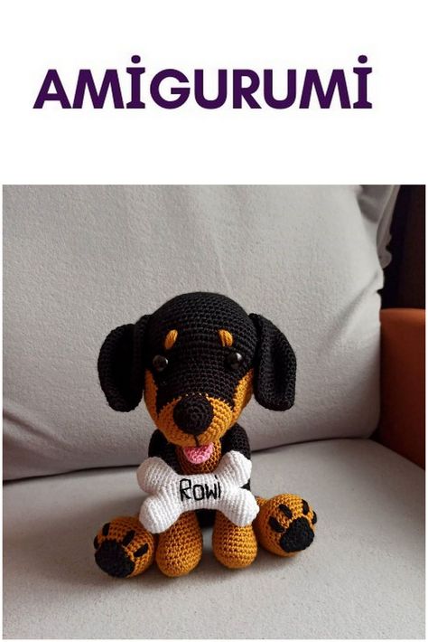 Amigurumi Little Puppy Crochet Free Pattern - Amigurumi Free Patterns Arumigumi Crochet, Easy Crochet Dog, Amigurumi Dog Free Pattern, Crochet Lovey Free Pattern, Crochet Dogs, Puppy Crochet, Knitting Patterns Free Dog, Dog Crochet Pattern, Crochet Blanket Stitch Pattern