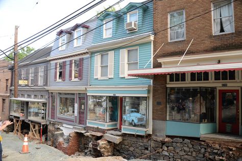 Historic Ellicott City, Maryland, has started making headway in the recovery effort after disastrous flooding damaged the heart of the town. Ellicott City Maryland, Street Pics, Ellicott City, Historic Preservation, Chesapeake Bay, National Trust, Water Damage, Historic Homes, Property Management