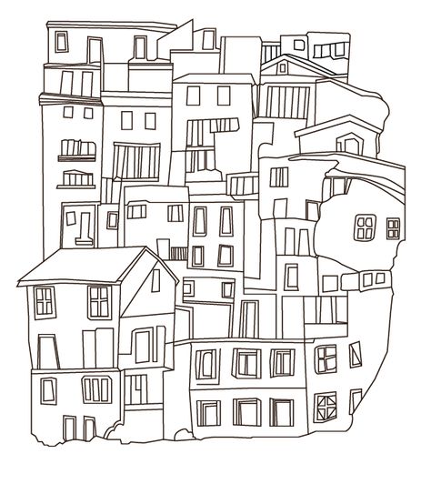 Outline of Cinque Terre illustration. Adobe Illustrator by Allane Sinclair. Cinque Terre Drawing, Cinque Terre Tattoo, Europe Tattoo, Italy Tattoo, Rm 1, Cinque Terre Italy, Urban Landscapes, Illustration Adobe Illustrator, Urban Landscape