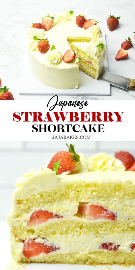 Moist, light, and fluffy Japanese Strawberry Shortcake recipe for all occasions, made with lightly sweetened whipped cream, sponge cake, and fresh strawberries in each layer. Japanese Strawberry Shortcake, Honey Dessert, Strawberry Shortcake Recipe, Fresh Fruit Cake, Scratch Cooking, Birthday Cake For Mom, Japanese Cheesecake, Sponge Cakes, Strawberry Shortcake Recipes