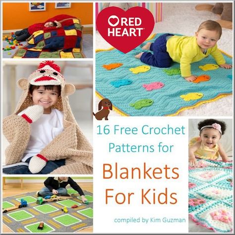 Link Blast: 16 Free Crochet Patterns for Blankets for Kids from Red Heart Yarns Crochet Patterns For Blankets, Crochet Kids Blanket, Blankets For Kids, Kids Crochet Pattern, Crochet Afgans, Crochet Toddler, Crochet Blanket Afghan, Manta Crochet, Afghan Patterns