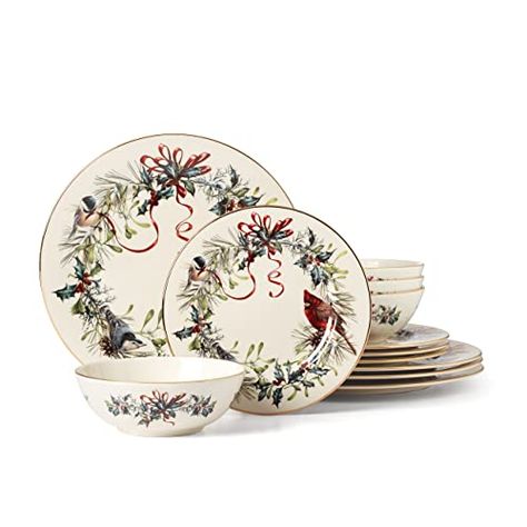 Lenox Winter Greetings, Holiday Place Settings, Winter Greetings, China Dinnerware Sets, Christmas Dinnerware, In Wall Speakers, Porcelain Dinnerware, Bird Perch, China Patterns